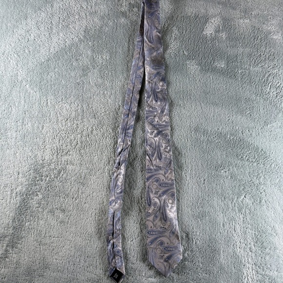 Other - Handmade Blue Silver Paisley Silk Necktie Mens Formal Business Wedding Tie